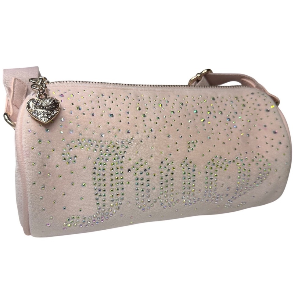 Juicy Couture Pink Velour Rhinestone Barrel Crossbody